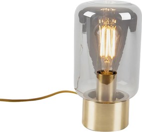 Дизайнерска настолна лампа месинг с опушено стъкло - Bliss Cute