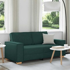 4104985 vidaXL Двуместен диван, тъмнозелен, 140 см, плат