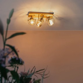 Индустриален прожектор тъмно сив с дърво регулируем 3-светлина - Arthur