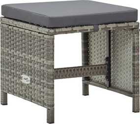 316750 vidaXL Градински табуретки с възглавници, 4 бр, полиратан, сиви