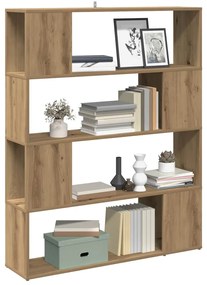 856745 vidaXL Библиотека/разделител за стая, дъб артизан, 100x24x124,5 см