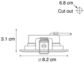 Комплект от 5 вградени прожектора черни с 3-степенно димиране IP44 - Ulo