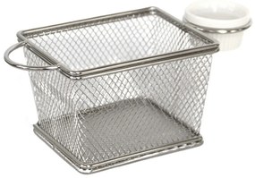 Horecano - Иноксова кошничка за сервиране правоъгълна с рамекин 10х8х7,5см(HC-93820)