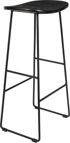 Черен бар стол от масивно тиково дърво (височина на седалката 76 cm) Tangle – White Label