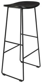 Черен бар стол от масивно тиково дърво (височина на седалката 76 cm) Tangle – White Label
