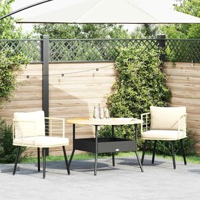 3328657 vidaXL Градински столове 2 бр. с възглавници Natural Poly Rattan
