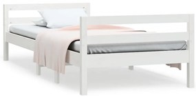 821625 vidaXL Рамка за легло без матрак, бял, 90x200 см, бор масив