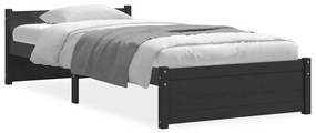 815008 vidaXL Рамка за легло черна масивно дърво 75x190 см Small Single