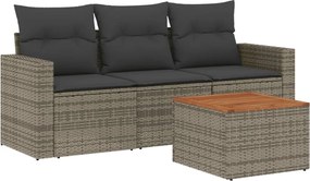 3256326 vidaXL Градински диван с възглавници от 4 части сив полиратан