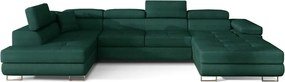 Зелен кадифен разтегателен ъглов диван с място за съхранение (ляв ъгъл U форма) Rodrigo – ELTAP