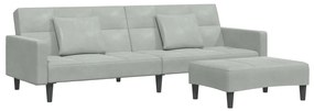 3258116 vidaXL 2-местно разтегателно канапе с табуретка, светлосиво, кадифе