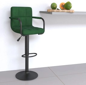 334651 vidaXL Бар табуретка, тъмнозелена, кадифе