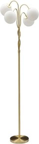 Бяла/златистa подова лампа със стъклен абажур (височина 176 cm) Glamy – Mauro Ferretti