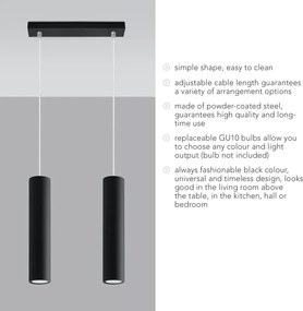 Черно метално висящо осветително тяло Castro – Sollux