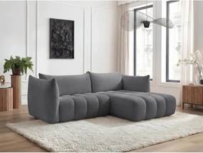 Сив ъглов диван от прежда с примки от букле (десен ъгъл) Azra – Bobochic Paris