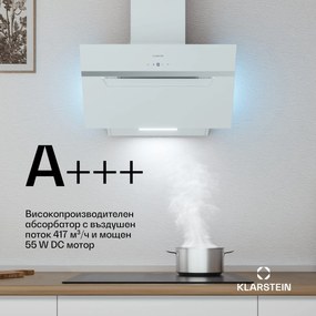 Klarstein BigBite наклонен абсорбатор | режим на извличане и рециркулация | безопасно стъкло | 417 м³/ч | 60 см