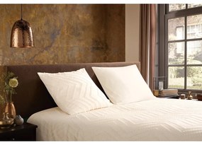 Кремаво единично удължено спално бельо от микрофибър 140x220 cm Pure Zigzag – Good Morning