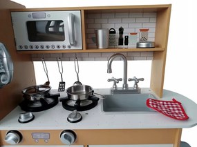 Детска дървена кухня с аксесоари и LED осветление
