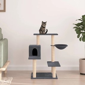 172387 vidaXL Котешко дърво със сизалени стълбове, тъмносиво, 82,5 см