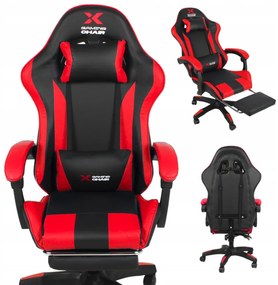 Геймърски стол Xgaming с подложка за крака - черен и червен