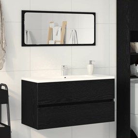 862544 vidaXL Кабинет за мивка Черен дъб 90x38.5x45 см Инженерна дървесина