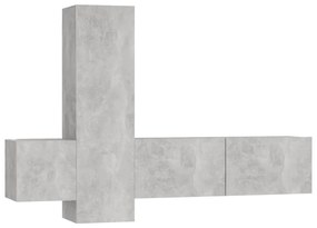 3079076 vidaXL Комплект ТВ шкафове от 3 части, бетонно сив, инженерно дърво