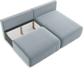 Син кадифен сгъваем/с място за съхранение ъглов диван (десен ъгъл) Kalena – Makamii