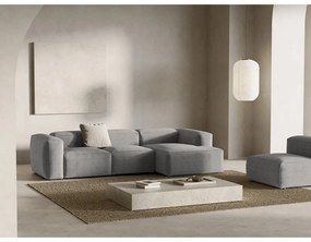 Светлосив ъглов диван от рипсено кадифе (десен ъгъл) Bergano – Cosmopolitan Design