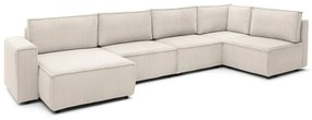 Кремав ъглов U-образен диван от велур, десен ъгъл Nihad modular - Bobochic Paris
