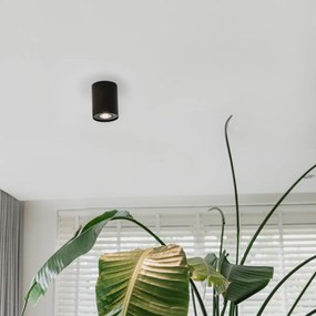 Модерен таванен прожектор черен въртящ се и наклоняващ се - Rondoo up