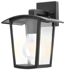 RABALUX 7127 Taverna, външна стенна лампа, E27 1xMAX 15W, матово черно, прозрачен пластмасов абажур, IP44, 17x23x17cm - 7127