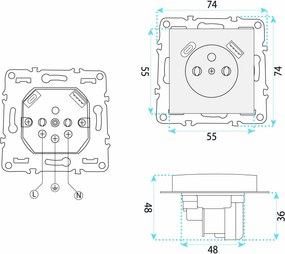 Единичен контакт със заземяване + USB-A USB-C OSTE JNH004-G White