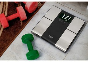 Кантар Adler AD 8165, До 225 кг, Памет за до 10 потребителя, LCD дисплей, 3 x AAA, Инокс/Черен