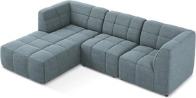 Син ъглов диван от прежда с примки от букле (ляв ъгъл) Aloha – Makamii