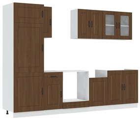 3314798 vidaXL Комплект кухненски шкафове от 8 части "Kalmar" от кафяв дъб, инженерно дърво