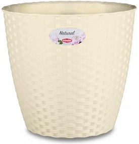 Stefanplast - Кръгла кашпа Natural Line 24 см - крема