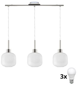 LED полилей на кабел HARMA 3xE27/60W/230V матов хром/бял