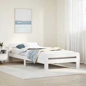 855497 vidaXL Рамка за легло без матрак, бял, 75x190 см, борово дърво масив