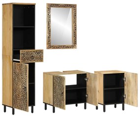 3206315 vidaXL Комплект мебели за баня, 4 части, масивна мангова дървесина