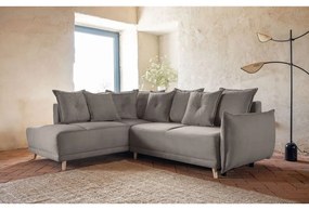 Светлокафяв велурен разтегателен диван (ляв ъгъл) Lazy Lukka - Miuform