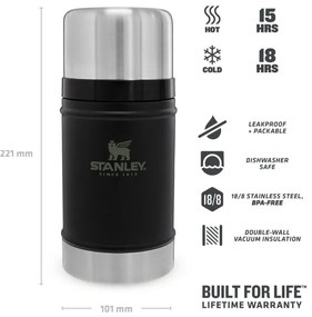 Черен термос за храна от неръждаема стомана 700 ml Legendary Classic Black – Stanley