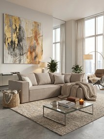 Ъглов диван Opalin-Бежово-Дясно