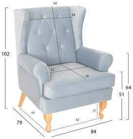 Кресло Брандън кадифе HM3073.31 светло син цвят