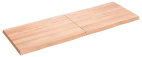 363964 vidaXL Плот за маса светлокафяв 140x50x(2-4) см обработен масивен дъб