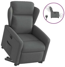 3303155 vidaXL Електрически изправящ реклайнер стол, тъмносив, текстил