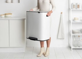 Кош за боклук Brabantia Bo Pedal 1003188, 2x30 л, Плавно затваряне, Противоплъзгаща основа, Бял
