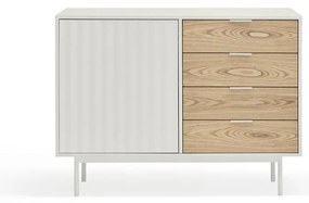 Бял/естествен нисък скрин от декор от дъб 108x80 cm Sierra – Teulat