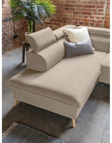 Бежов кадифен ъглов разтегателен диван във формата "U" (ляв ъгъл) Sweet Harmony - Miuform