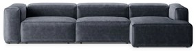 Сиво-син ъглов диван от рипсено кадифе (десен ъгъл) Bergamo – Cosmopolitan Design