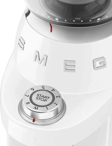 Кафемелачка Smeg CGF03WHEU, 150W, 240 г, Система за завъртане и заключване, Ръчна функция, Бял
